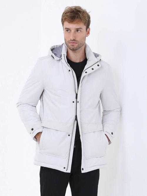 Taş Regular Fit Kapüşonlu Casual Dokuma Kaban