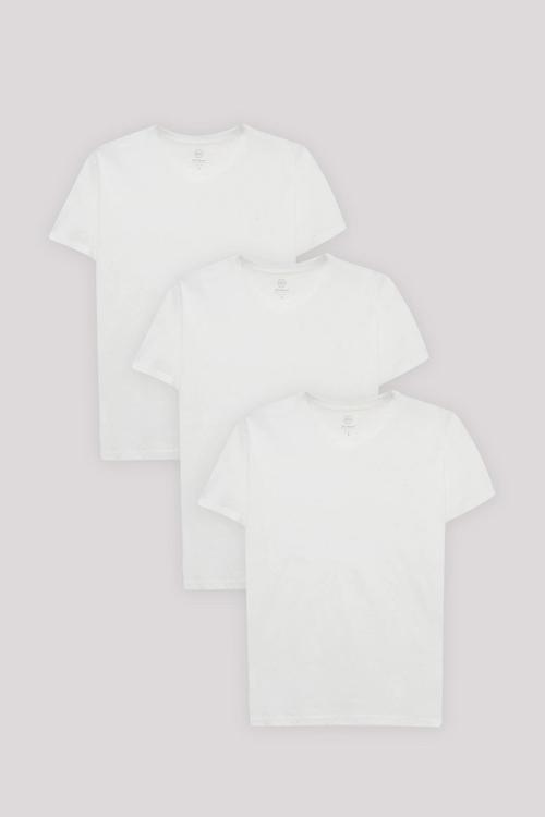 Slim Fit Beyaz 3'Lü T-Shirt