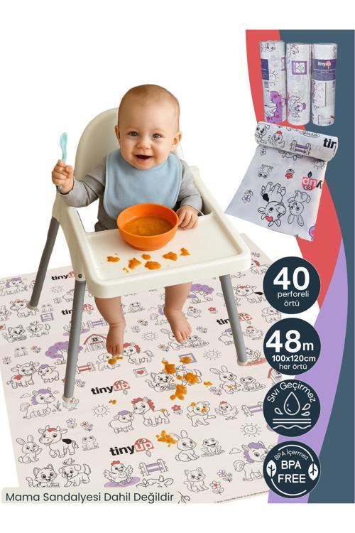 100X120 Cm Tek Kullanımlık Mama Sandalyesi Altı & Aktivite Örtüsü – 40 Adet Sıçrama Koruyucu Matı