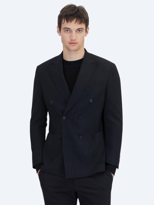 Siyah Çizgili Comfort Fit Ceket