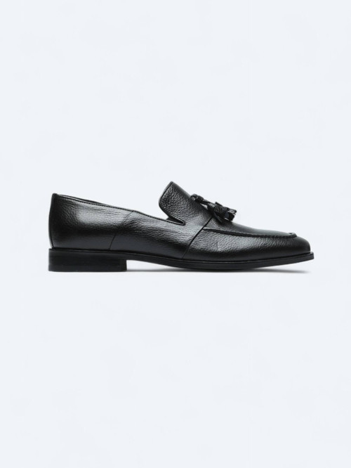 Siyah Deri Klasik Loafer