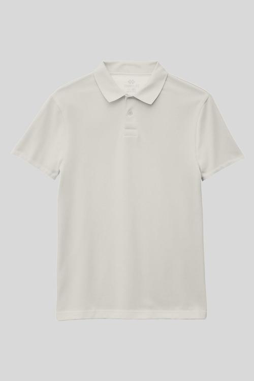 Ekru Polo Yaka Standart Fit Basic Unisex T-Shirt - 11330