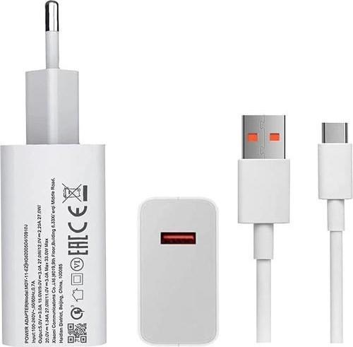Şimşek Teknoloji Xiaomi Redmi Note 12 Uyumlu  33W Turbo Şarj Aleti Seti Type C 3A Qualcomm 3.0
