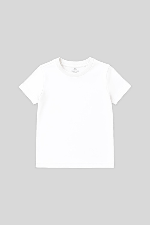 Beyaz O Yaka Standart Fit Basic Unisex Çocuk T-Shirt - 11328
