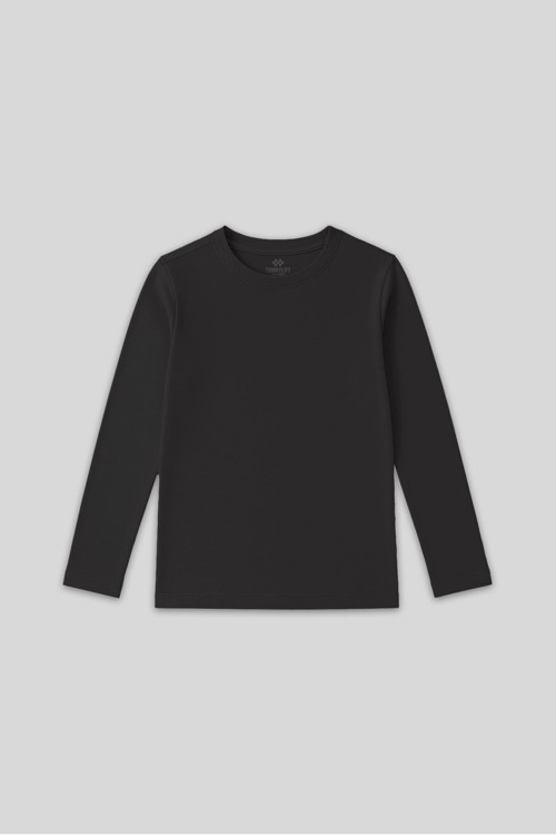 Antrasit O Yaka Standart Fit Basic Uzun Kollu Unisex Çocuk T-Shirt - 11329