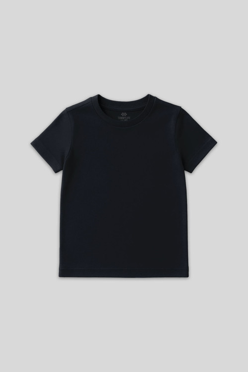 Lacivert O Yaka Standart Fit Basic Unisex Çocuk T-Shirt - 11328