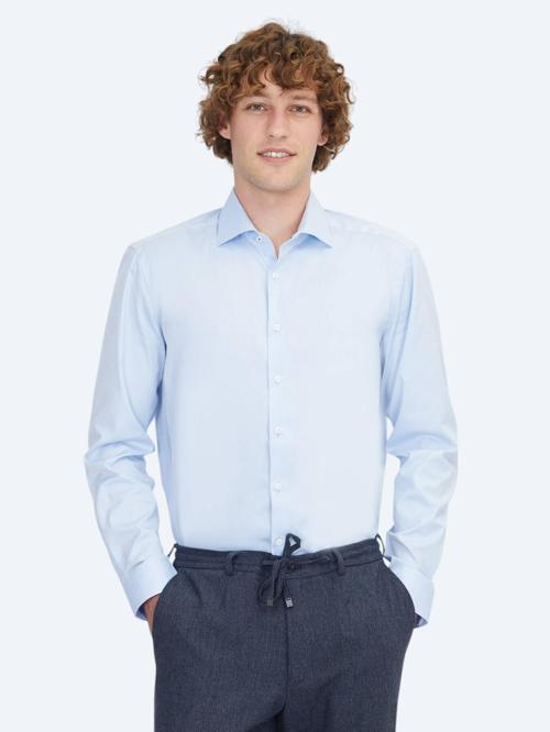 Mavi Düz Regular Fit Dokuma Klasik %100 Pamuk Gömlek