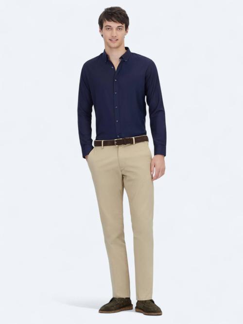 Safran Düz Dokuma Regular Fit Casual Pamuk Karışımlı Pantolon