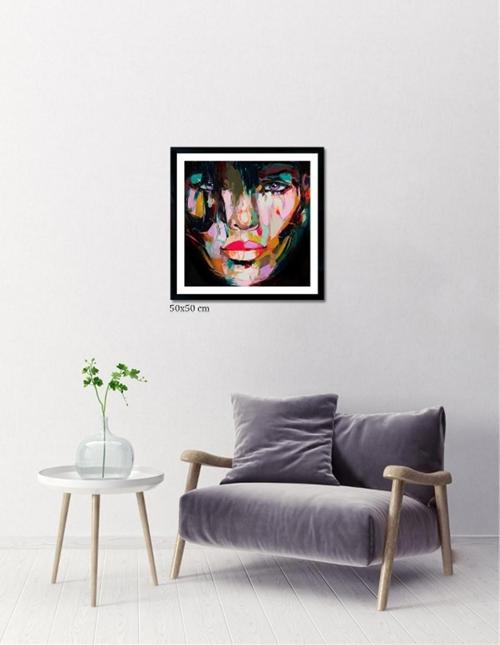 Çerçeveli Doku Efektli Tablo 50x50 cm