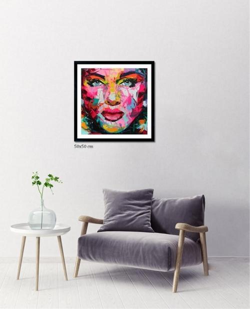 Çerçeveli Doku Efektli Tablo 50x50 cm
