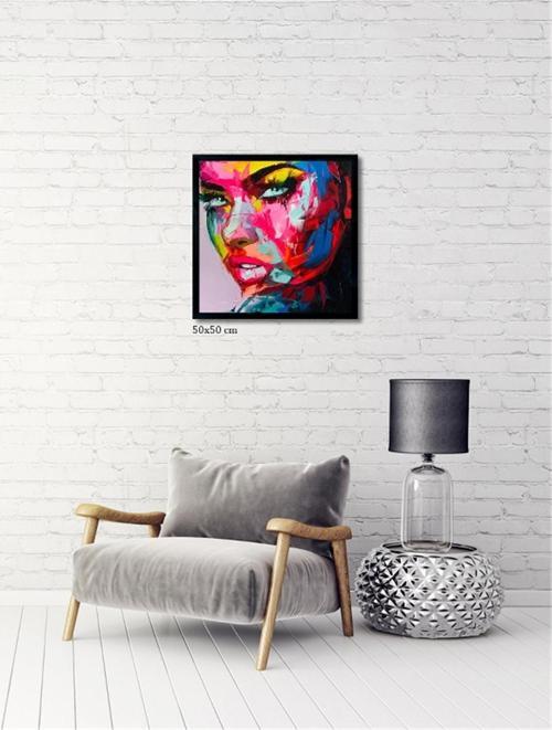 Çerçeveli Doku Efektli Tablo 50x50 cm