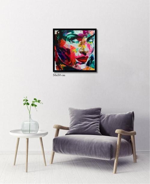 Çerçeveli Doku Efektli Tablo 50x50 cm