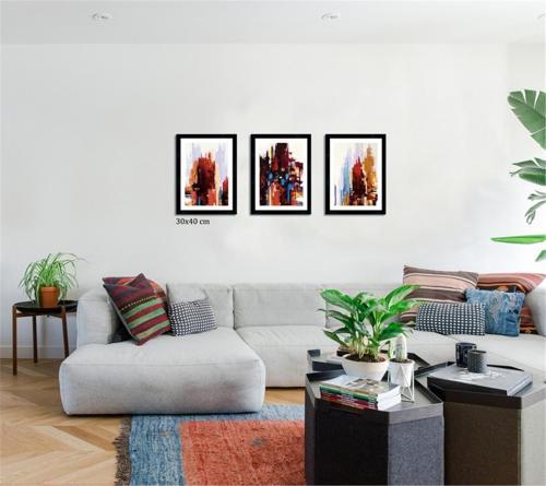 Çerçeveli Doku Efektli Tablo Seti 100x30 cm