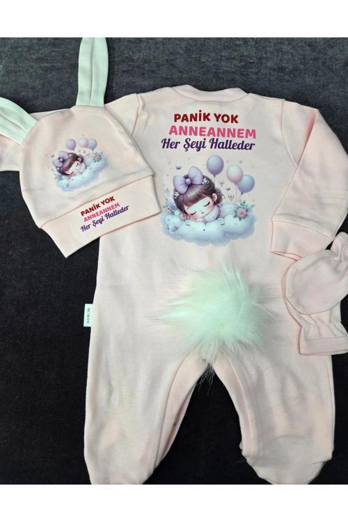 Anneanne Yazılı Tavşanlı Tulum Bebek Tulum