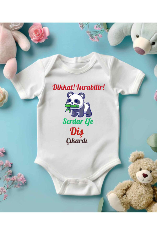 Dişim Çıktı Yazılı Diş Buğdayı İsimli Zıbın İsimli Hastane Çıkışı Kişiye Özel Bebek Ürünleri