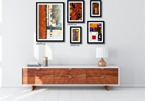 Çerçeveli Doku Efektli Tablo Seti 110x75 cm