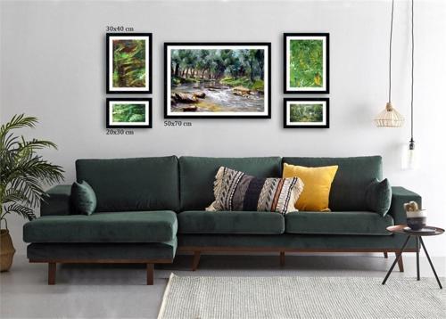 Çerçeveli Doku Efektli Tablo Seti 140x65 cm