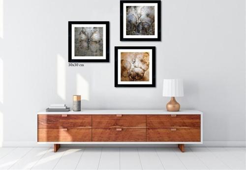 Çerçeveli Doku Efektli Tablo Seti 70x65 cm