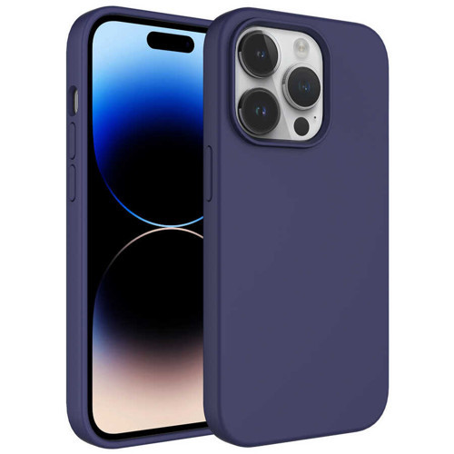 iPhone 14 Pro Uyumlu Sıvı Teknolojili Silinebilir Sert KHYR Kivi Kılıf-Lacivert