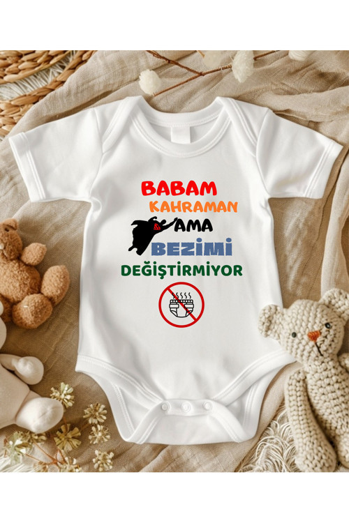 Baba Yazılı İsimli Zıbın Bebek Zıbın Bebek Giyim Yenidoğan Hediye