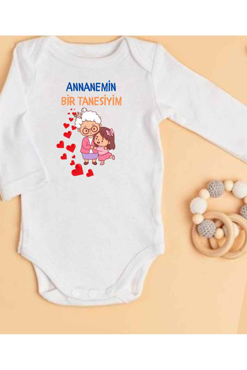 Annaneye Hediye İsimli Zıbın Annane Oluyorsun Yazılı Bebek
