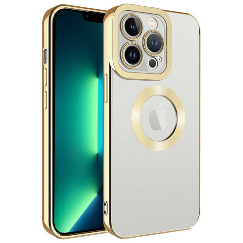 iPhone 11 Pro Max Uyumlu Kamera Korumalı Logo Gösteren KHYR Omega Kılıf-Gold