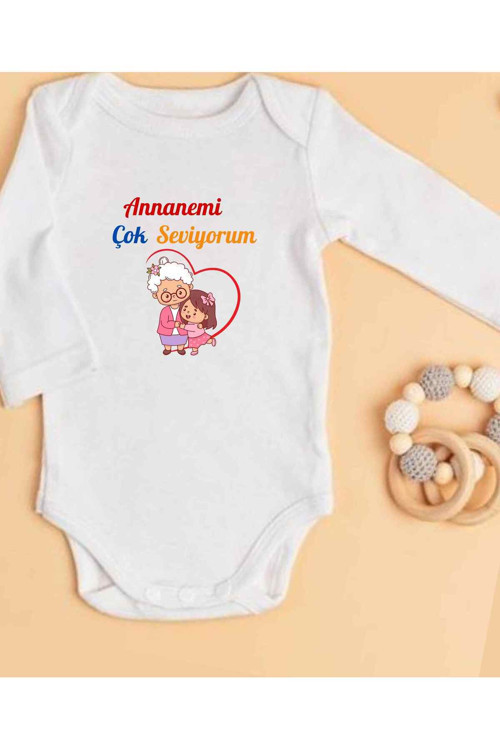 Annaneye Hediye İsimli Zıbın Annane Oluyorsun Yazılı Bebek