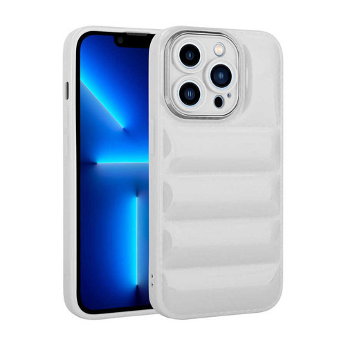 iPhone 13 Pro Max Uyumlu Kamera Korumalı Parlak AiHTTg'li KHYR Galya Kılıf-Beyaz