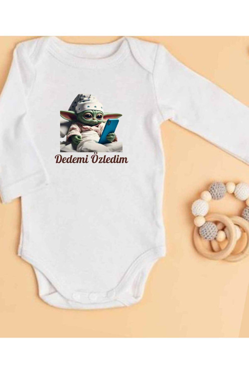 Dede Yazılı Zıbın İsimli Bebek Dedeye Hediye