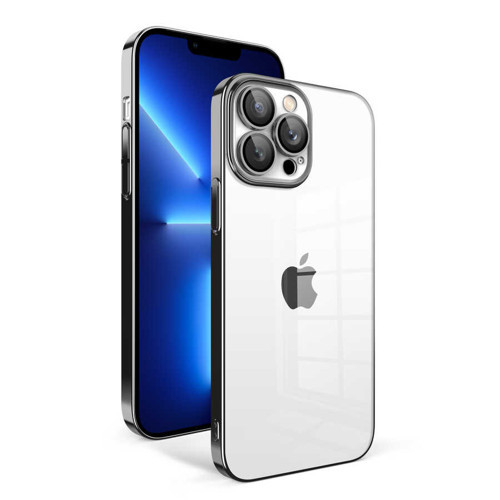 iPhone 12 Pro Uyumlu Kamera Korumalı Renkli Çerçeveli KHYR Garaj Kılıf-Siyah