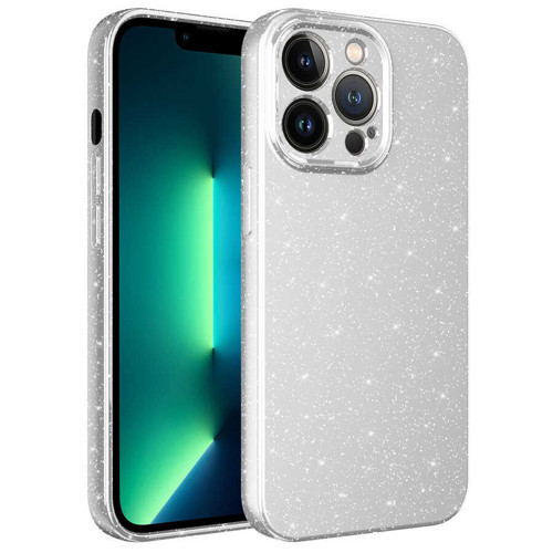 iPhone 12 Pro Max Uyumlu Kamera Korumalı Simli Lüks KHYR Koton Kılıf-Beyaz