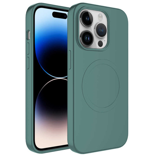 iPhone 13 Pro Uyumlu Magsafe Wireless Şarj Özellikli Pastel Renk Silikon KHYR Plas Kılıf-Koyu
