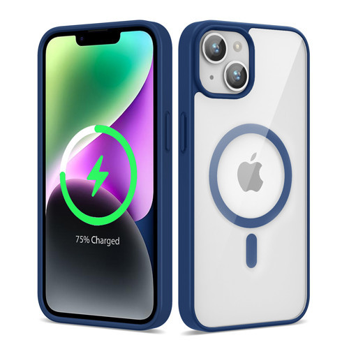iPhone 13 Uyumlu Magsafe Wireless Şarj Özellikli Silikon KHYR Ege Kılıf-Mavi