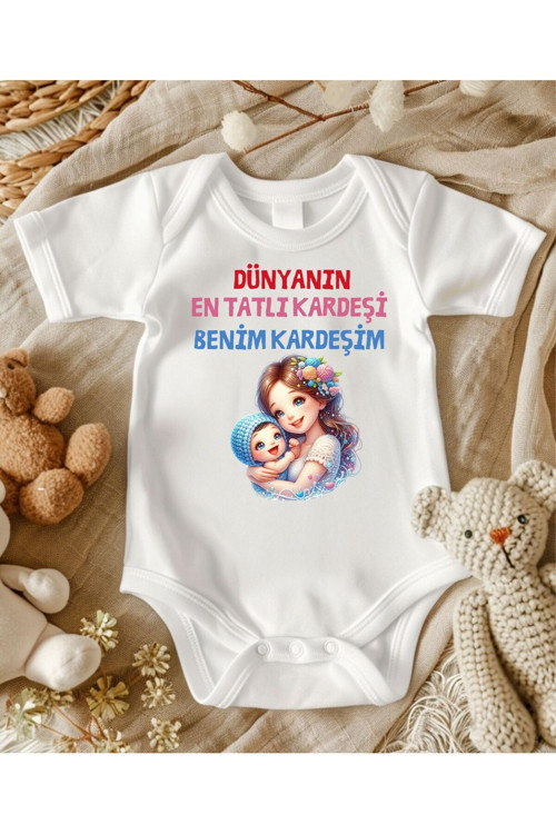 Abla Kardeş Yazılı Zıbın Hediye Yenidoğan Anne Baba Hala Yenge Amca Dayıya