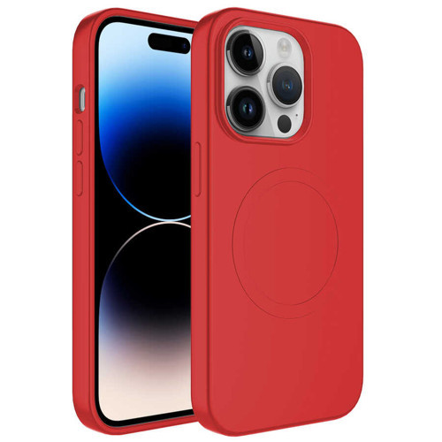 iPhone 11 Pro Uyumlu Magsafe Wireless Şarj Özellikli Pastel Renk Silikon KHYR Plas Kılıf-Kırmı