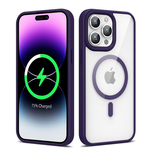 iPhone 14 Pro Max Uyumlu Magsafe Wireless Şarj Özellikli Silikon KHYR Ege Kılıf-Derin Mor