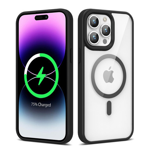iPhone 14 Pro Max Uyumlu Magsafe Wireless Şarj Özellikli Silikon KHYR Ege Kılıf-Siyah
