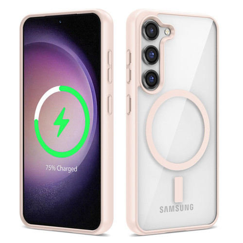 Galaxy S23 Uyumlu Magsafe Wireless Şarj Özellikli Silikon KHYR Ege Kılıf-Pembe