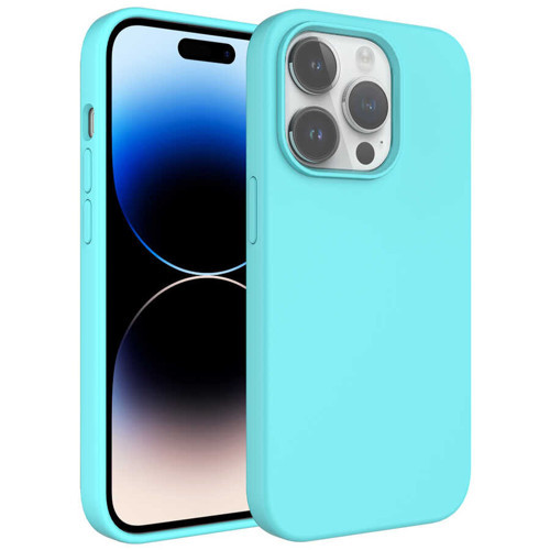 iPhone 14 Pro Uyumlu Sıvı Teknolojili Silinebilir Sert KHYR Kivi Kılıf-Turkuaz