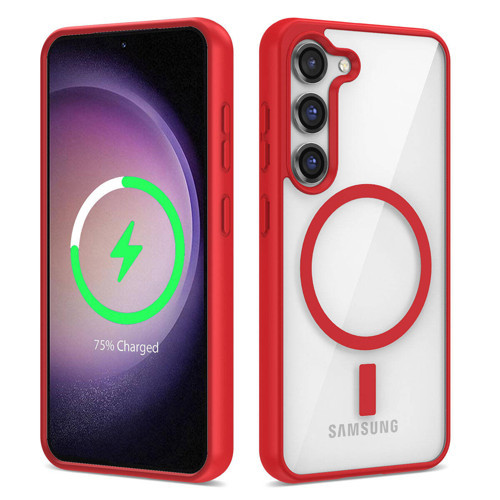Galaxy S23 Uyumlu Magsafe Wireless Şarj Özellikli Silikon KHYR Ege Kılıf-Kırmızı