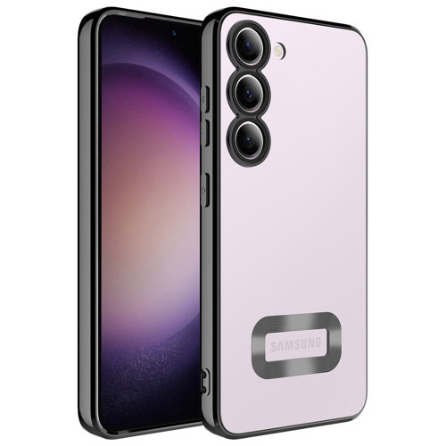 Galaxy S23 Plus Uyumlu Kamera Korumalı Logo Gösteren KHYR Omega Kılıf-Siyah