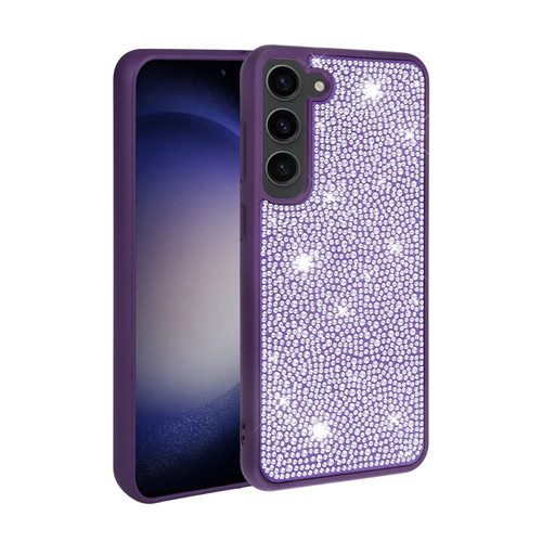 Galaxy S23 Plus Uyumlu Parlak Taşlı Tasarım KHYR Ston Kılıf-Derin Mor