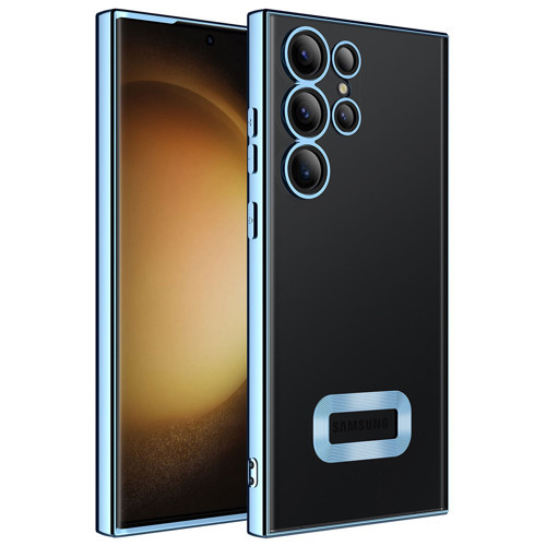Galaxy S23 Ultra Uyumlu Kamera Korumalı Logo Gösteren KHYR Omega Kılıf-Sierra Mavi