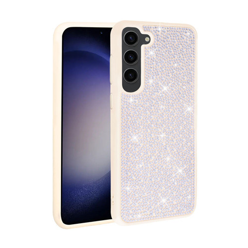 Galaxy S23 Plus Uyumlu Parlak Taşlı Tasarım KHYR Ston Kılıf-Beyaz