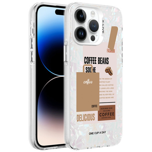 iPhone 14 Pro Max Uyumlu Mermer Desenli KHYR Marbello Kılıf-Kahverengi