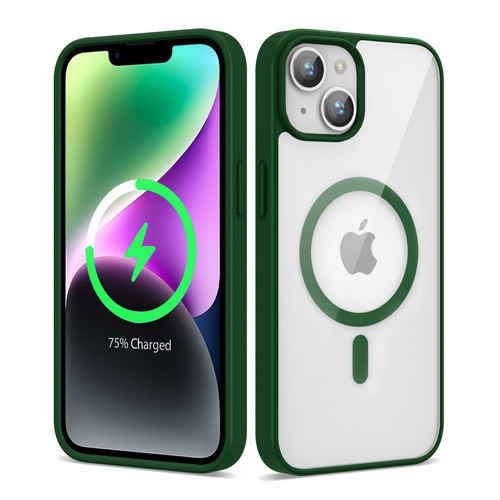 iPhone 14 Uyumlu Magsafe Wireless Şarj Özellikli Silikon KHYR Ege Kılıf-Koyu Yeşil