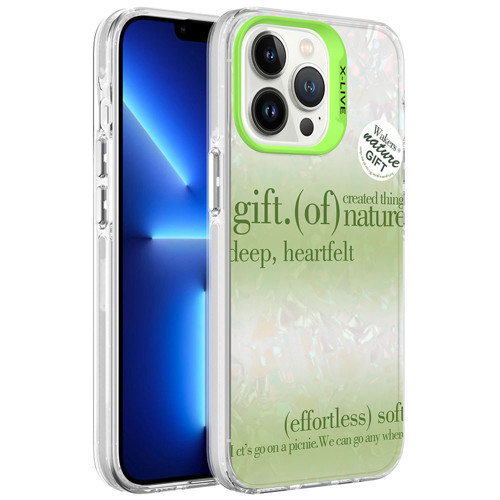 iPhone 13 Pro Uyumlu Mermer Desenli KHYR Marbello Kılıf-Yeşil