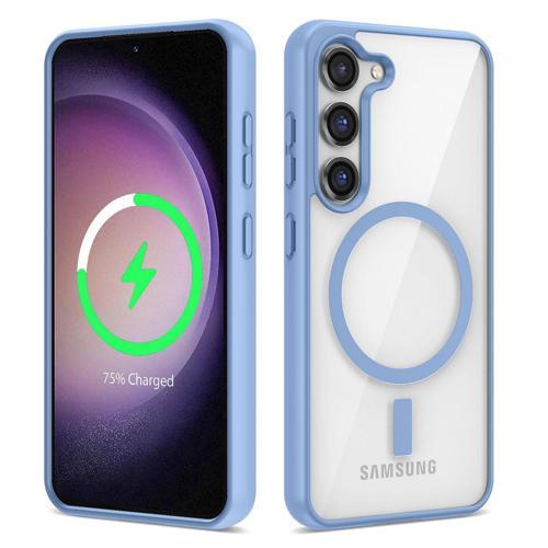 Galaxy S22 Plus Uyumlu Magsafe Wireless Şarj Özellikli Silikon KHYR Ege Kılıf-Mavi