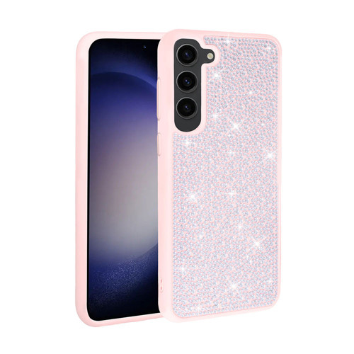 Galaxy S23 Plus Uyumlu Parlak Taşlı Tasarım KHYR Ston Kılıf-Pembe