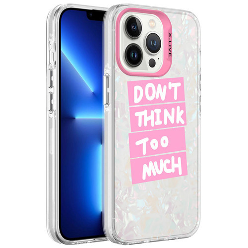 iPhone 13 Pro Uyumlu Mermer Desenli KHYR Marbello Kılıf-Pembe